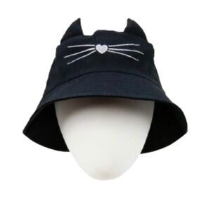 3/$15 NEW WONDER NATION Cat 3D Bucket Hat Black OSFM Girls Unisex Kid’s